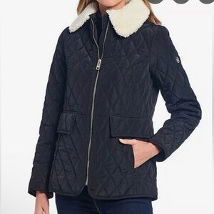 Michael Kors Women's Black Sherpa Collar Quilted Jacket